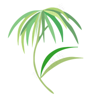 带茎植物绿叶卡通手绘