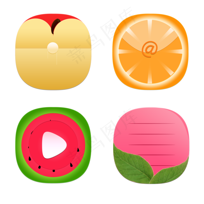 手绘卡通水果系列png图标