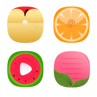 手绘卡通水果系列png图标