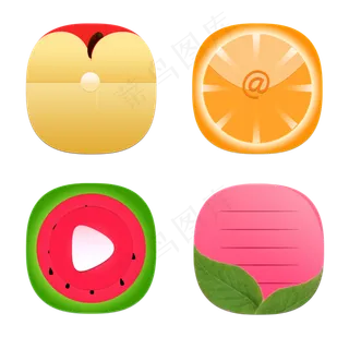 手绘卡通水果系列png图标