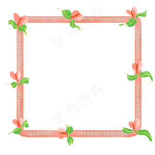春夏粉色花鸟边框,免抠元素