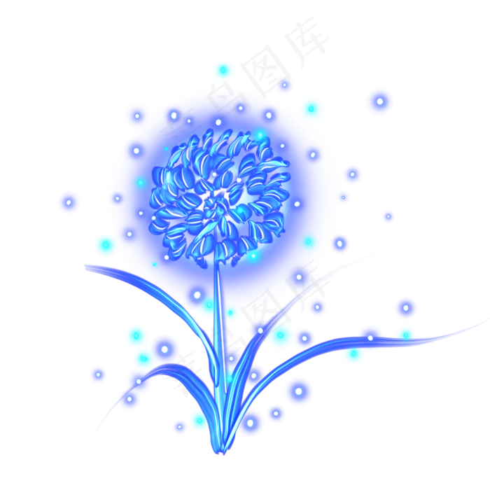 光感彩色荧光唯美花朵,免抠元素