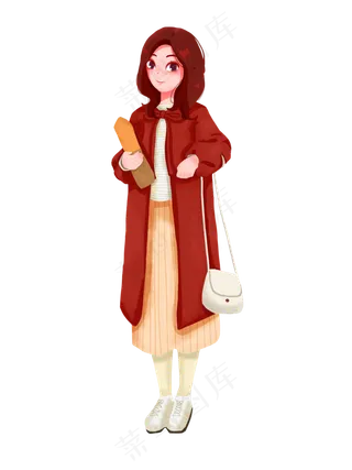 圣诞节冬季穿搭平安夜红色面包女,免抠元素