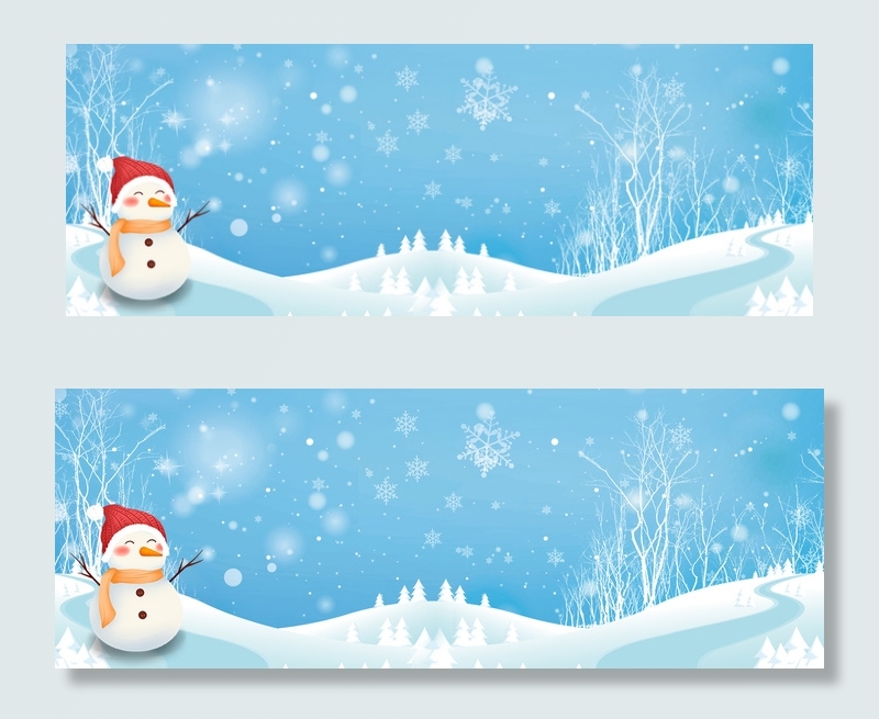 十二月你好清新蓝色海报背景