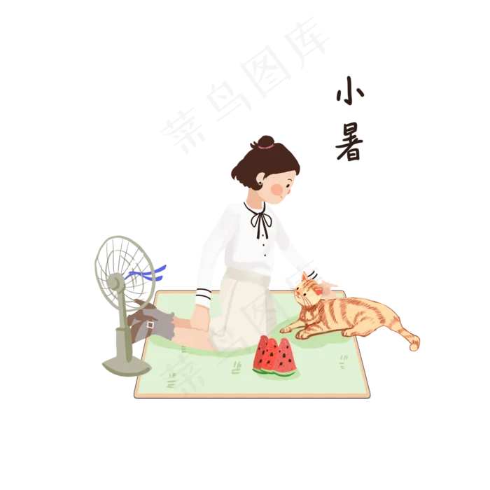 夏季小暑猫咪女孩(2000X2000)
