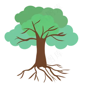 绿色卡通春季树木,免抠元素