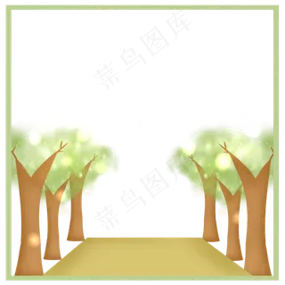 夜晚发光的树边框,免抠元素