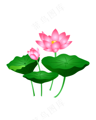 矢量卡通粉色莲花