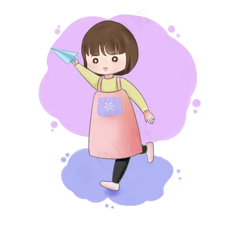 儿童节小女孩玩纸飞机