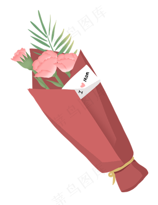 红色花束康乃馨母亲节