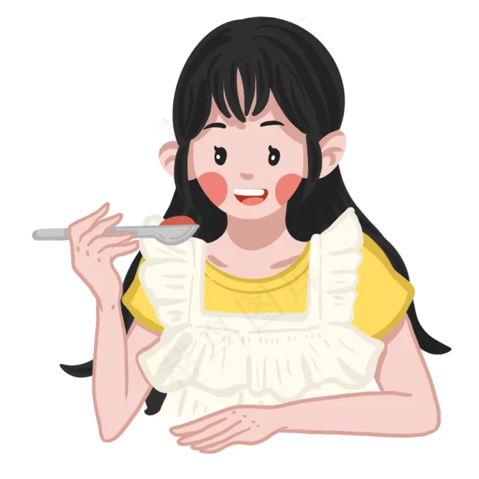 卡通吃东西的女孩,免抠元素