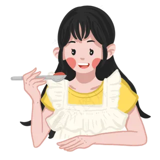 卡通吃东西的女孩,免抠元素