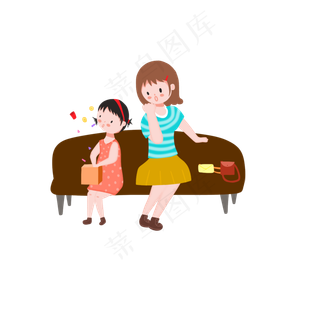 双十一双十二618购物的母女