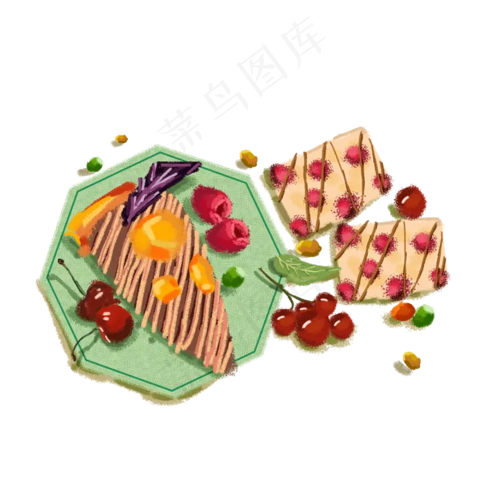 手绘美食元素设计(2000X2000(DPI:96))psd模版下载