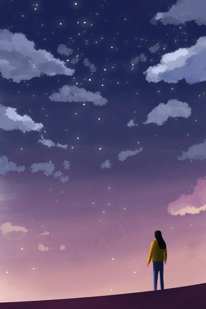 蓝色唯美星空夜景(1125X2436(DPI:72))psd模版下载