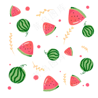 手绘彩色西瓜底纹装饰图,免抠元素