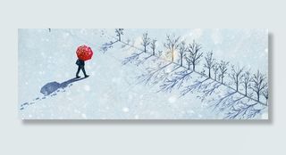 大寒冬天下雪雪中打伞漫步通狗banner
