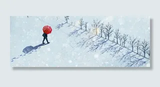 大寒冬天下雪雪中打伞漫步通狗banner