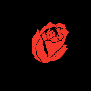 简约红色玫瑰线条绘画