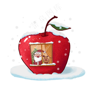 手绘圣诞节的平安果PNG免抠素材