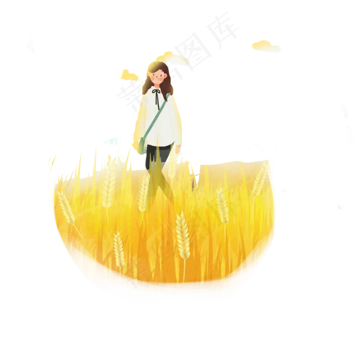 芒种穿梭在金色麦田的女孩素材(2000X2000(DPI:300))psd模版下载