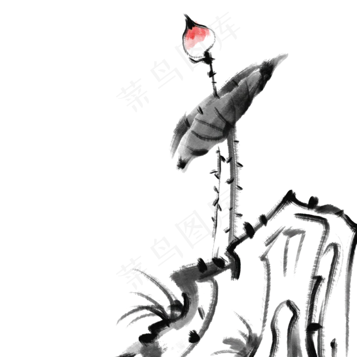 唯美的荷花花枝(2000X2000(DPI:762))psd模版下载