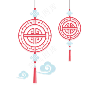 红色剪纸灯笼祥云矢量,免抠元素