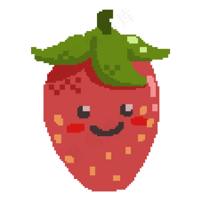像素风表情草莓(2000X2000(DPI:300))psd模版下载