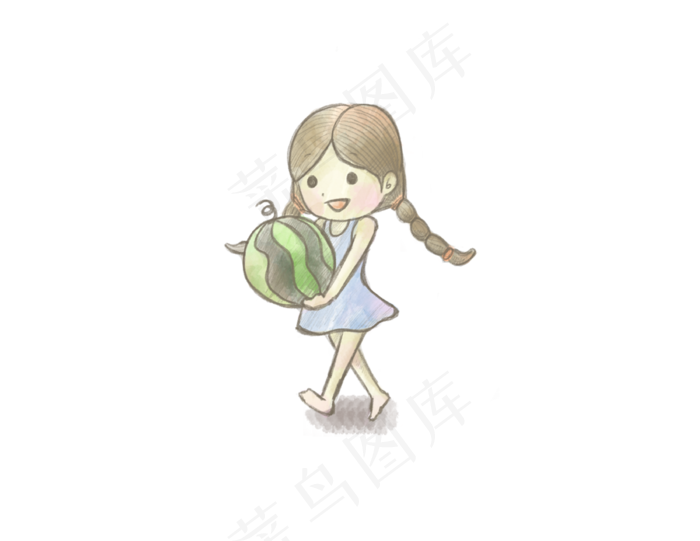 大暑小暑女孩抱西瓜PNG图片(1299X1004(DPI:300))psd模版下载