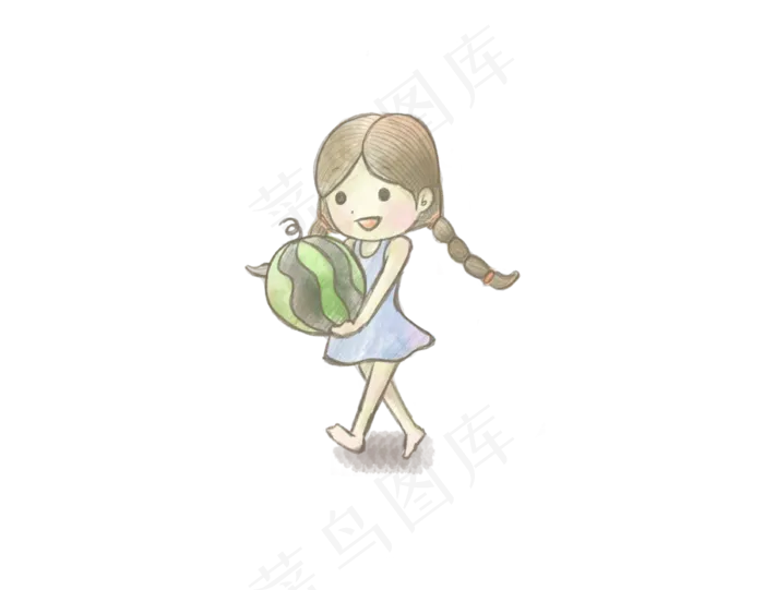 大暑小暑女孩抱西瓜PNG图片(1299X1004(DPI:300))psd模版下载