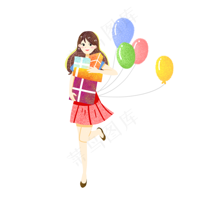 儿童节女孩气球素材(2000X2000(DPI:300))psd模版下载
