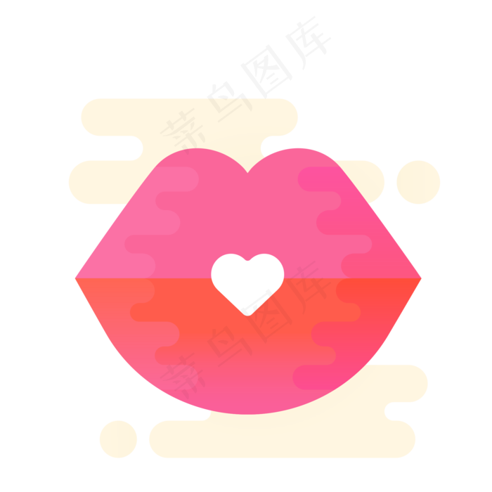 红色的唇印免抠图