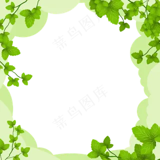 手绘春季绿叶边框