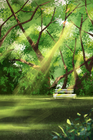 治愈场景风景大树森林阳光天空唯美云彩春天