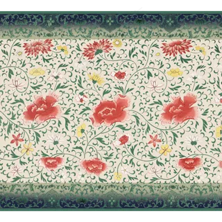 中式古风牡丹粉绿装饰边框,免抠元素