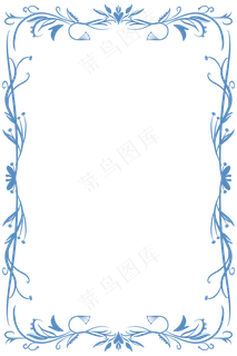 淡雅蓝色花藤边框,免抠元素 淡雅蓝色花藤边框,免抠元素