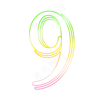 科技渐变线条数字9