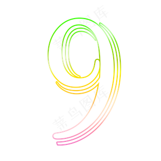 科技渐变线条数字9