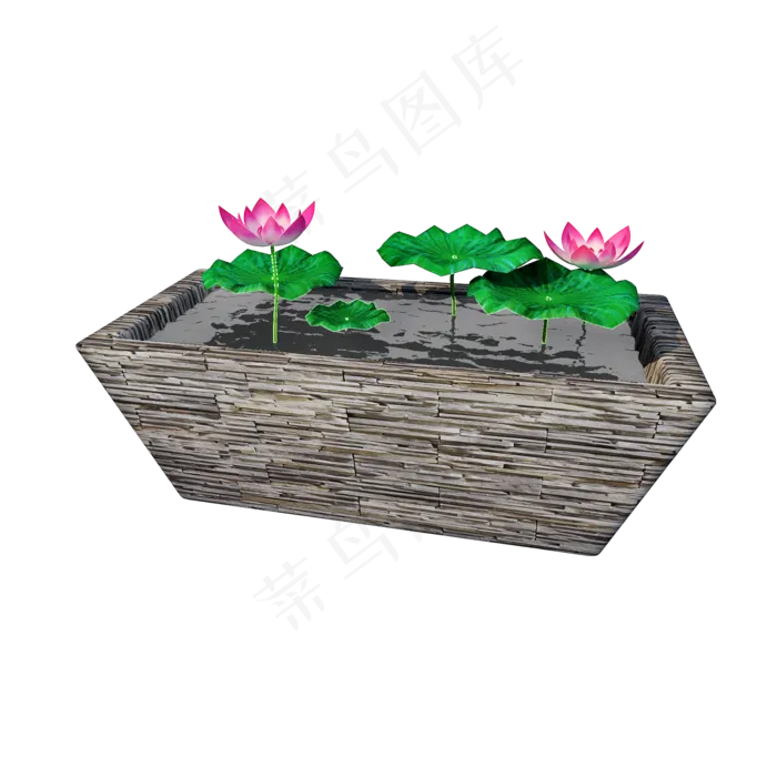 立体荷花池png图(2000X2000(DPI:300))psd模版下载
