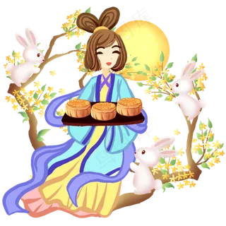 嫦娥玉兔桂花树,免抠元素