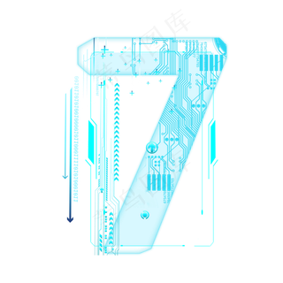蓝色科技线条PSD数字7