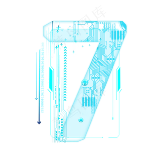 蓝色科技线条PSD数字7