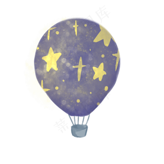 水彩风星星梦幻星星图案热气球