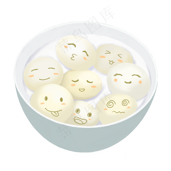 元宵节元宵汤圆手绘表情装饰,免抠元素