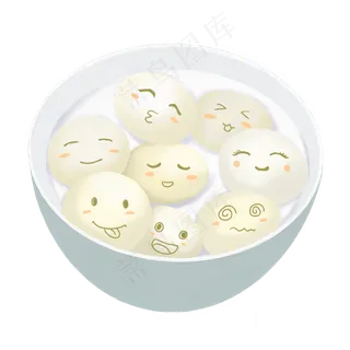 元宵节元宵汤圆手绘表情装饰,免抠元素