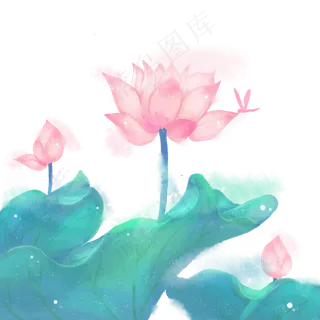 水墨水彩小清新荷花