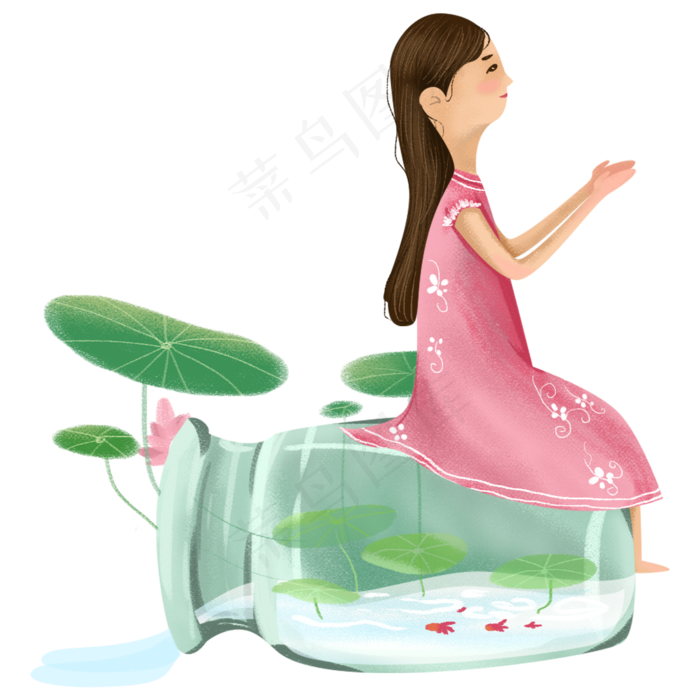 坐在瓶子上的女孩