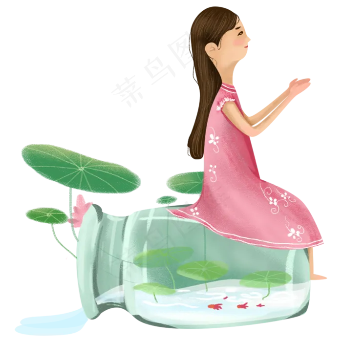 坐在瓶子上的女孩(2000X2000(DPI:300))psd模版下载