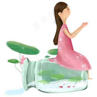 坐在瓶子上的女孩 坐在瓶子上的女孩