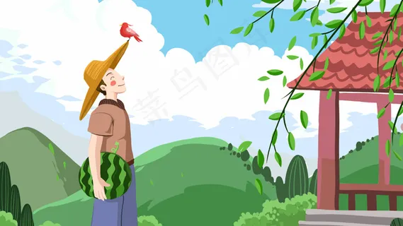 卡通手绘风立夏夏景配图